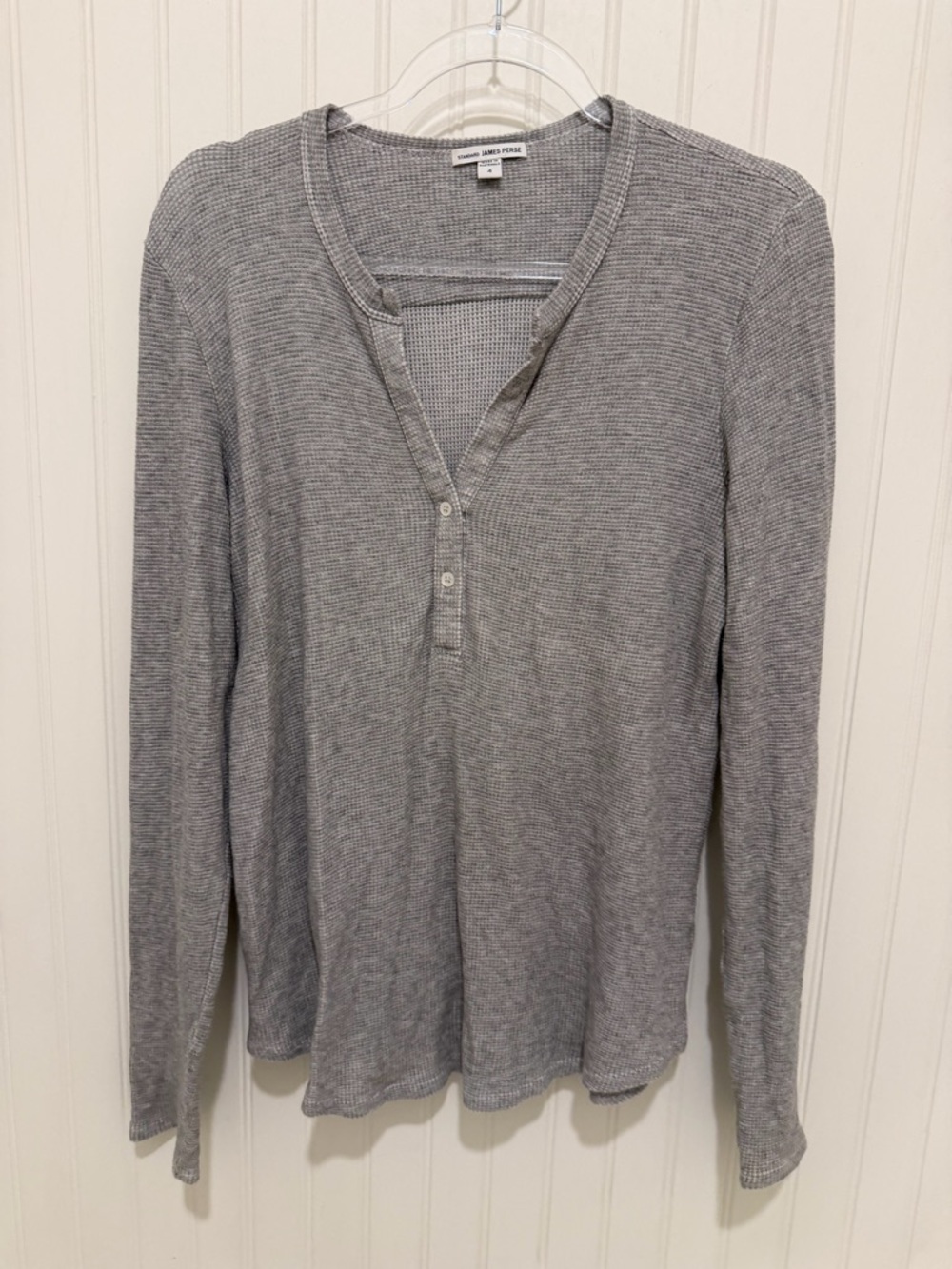 James Perse Soft Heather Gray Waffle Top 4